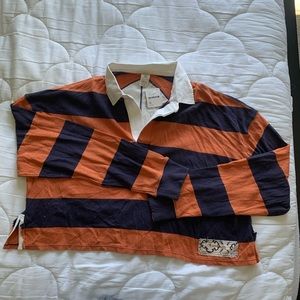 NWT Free People oversized crop rugby shirt